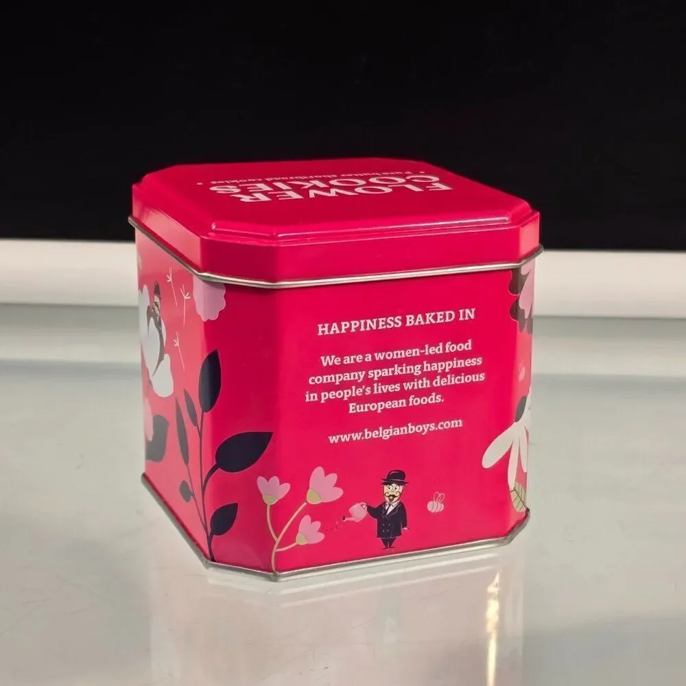 Belgian Boys Empty Tin Flower Cookies Box